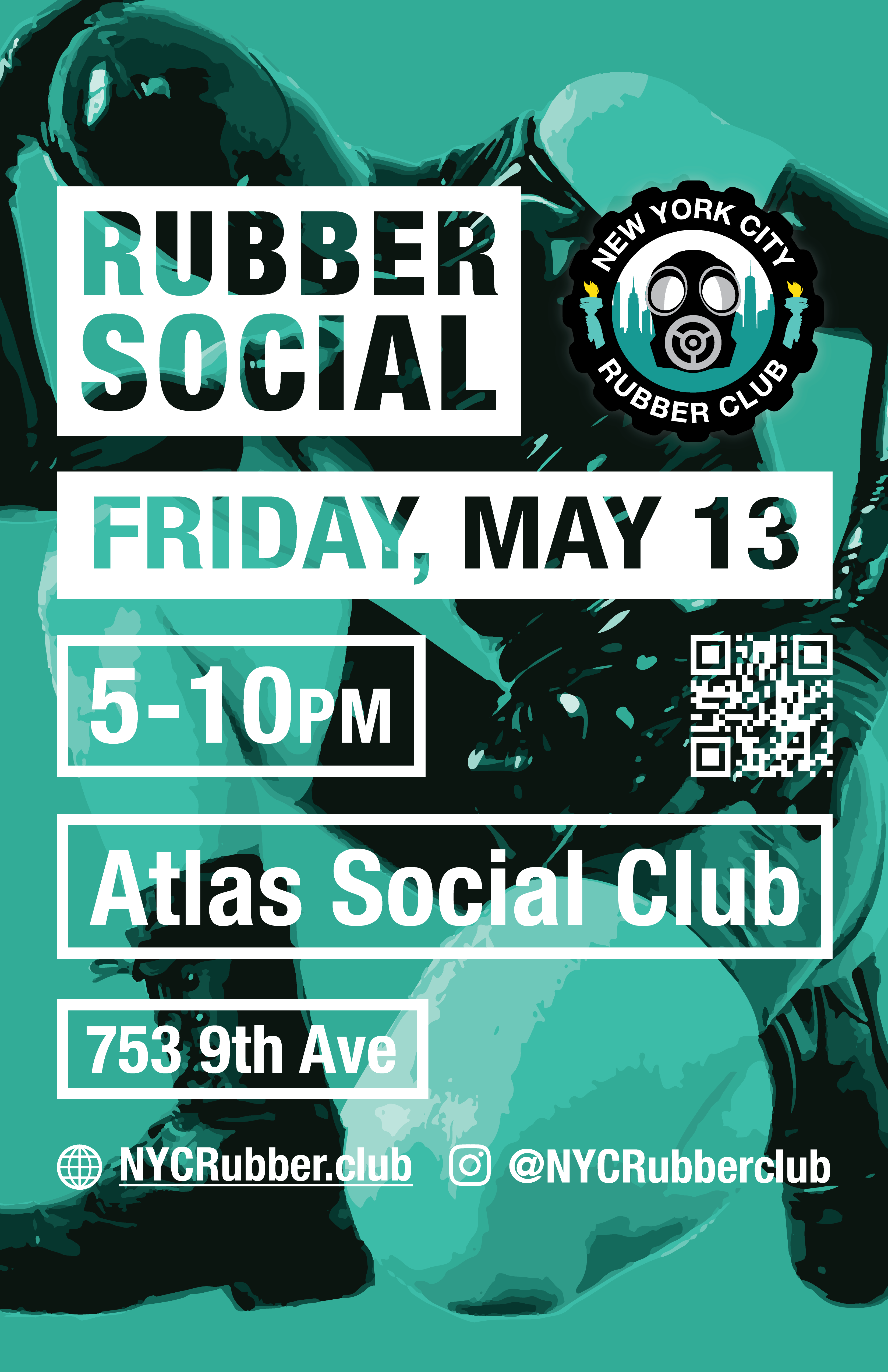 A NYC Rubber Social at Atlas Social Club NYC Bar 5pm-10pm Fri 13th May
