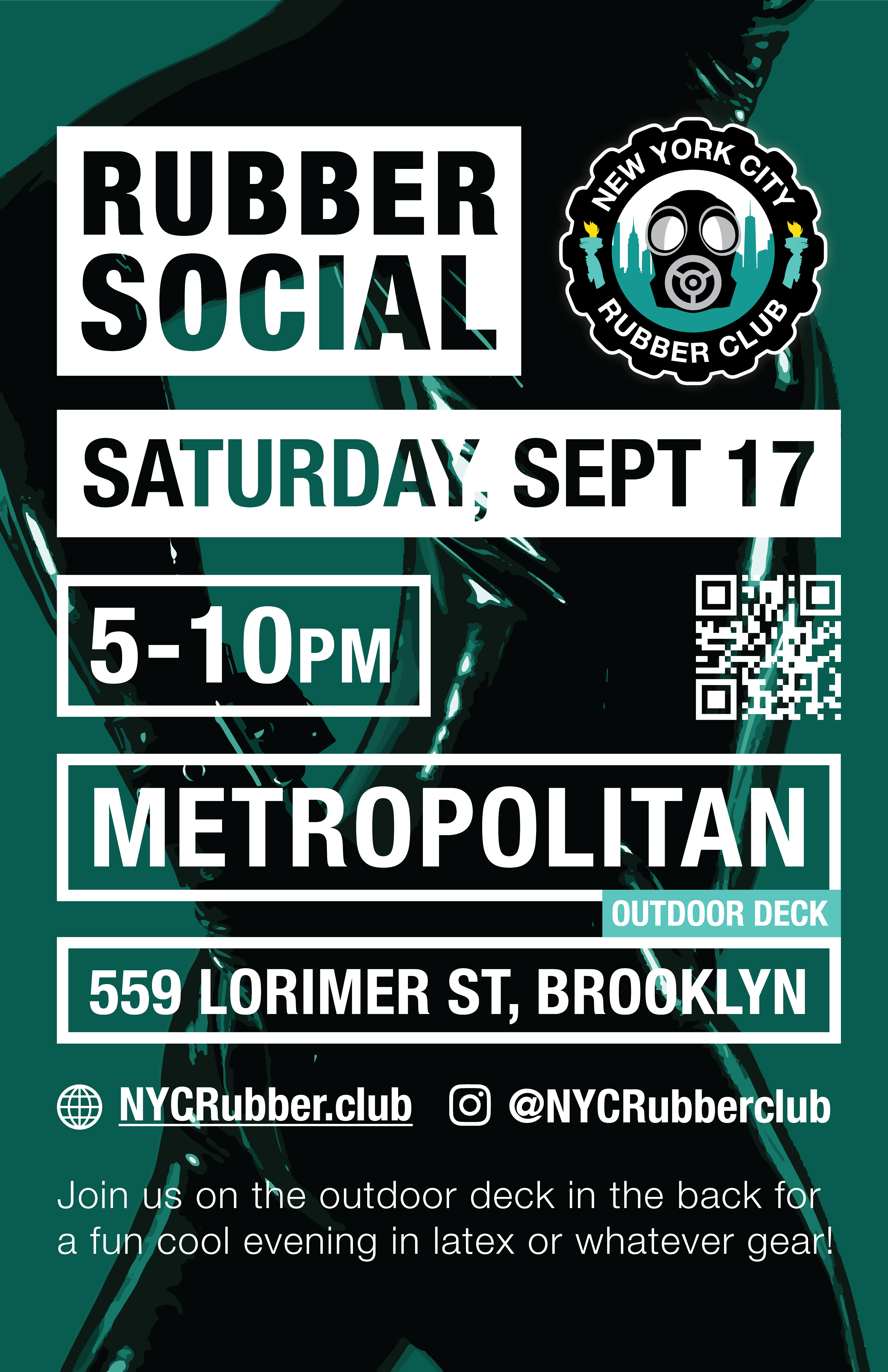 A NYC Rubber Club social at Metropolitan Bar outside back yard event 5pm-10pm Sat 16th Jul