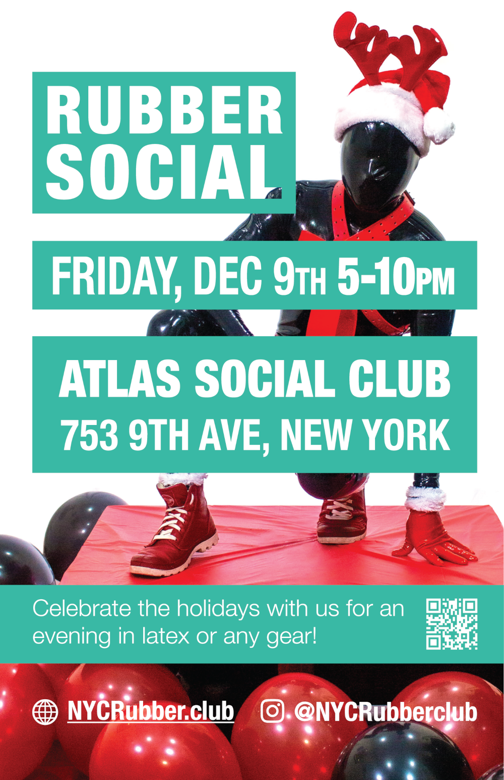 A NYC Rubber Club social at Atlas Social Bar 5pm-10pm Fri 09th Dec 2022