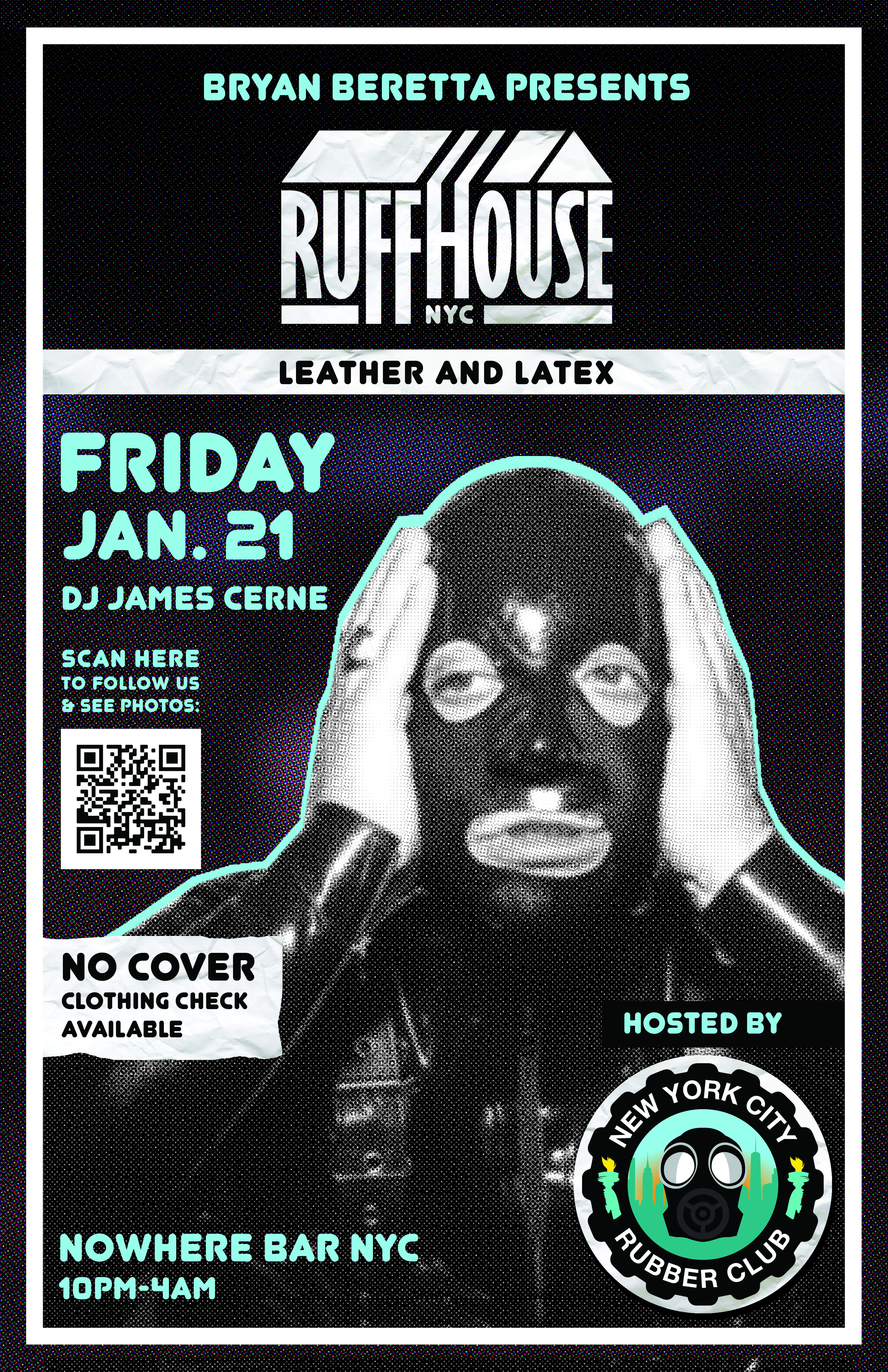 A NYC rubber social joining RuffHouse at NoWhere Bar 10pm-4am Fri 21st Jan